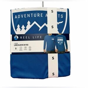 REEL LIFE Men's Jax Beach Long Sleeve UV Protection Tee Small Blue NEW WITH TAG